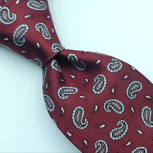 JOS A BANK Classic Collection Men's Paisley 100% Silk Tie, Red & Blue, LONG EUC.